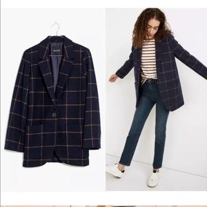 Madewell Larsen Blazer- Navy Windowpane